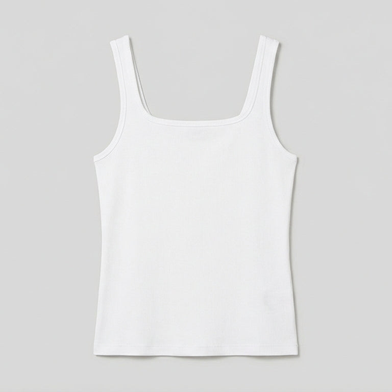 Image 1 of White Square-Neck Wide-Strap Camisole