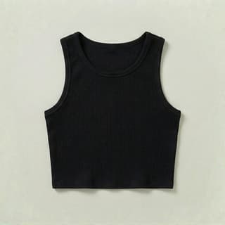 Image 1 of a product Black Ribbed Knit Crop Tank