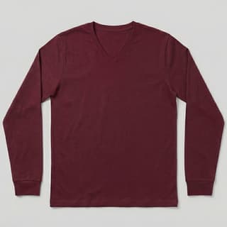 Image 1 of a product Maroon V-Neck Long Sleeve T-Shirt