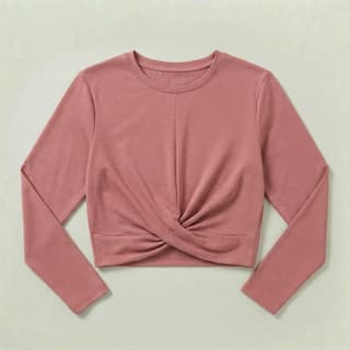Image 1 of a product Dusty Rose Twist-Front Long Sleeve Crop Top