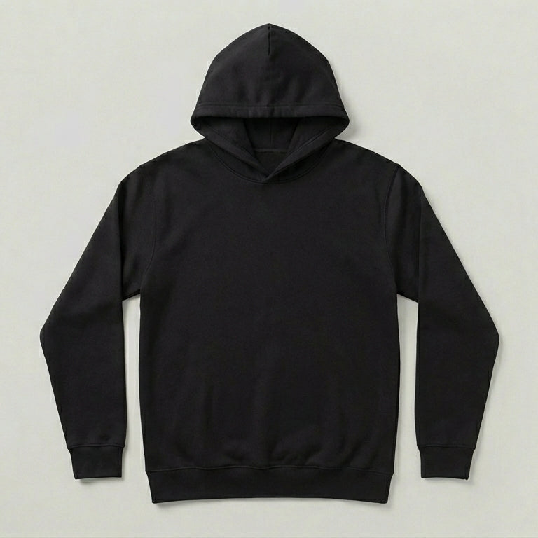 Minimalist Black No-Pocket Hoodie