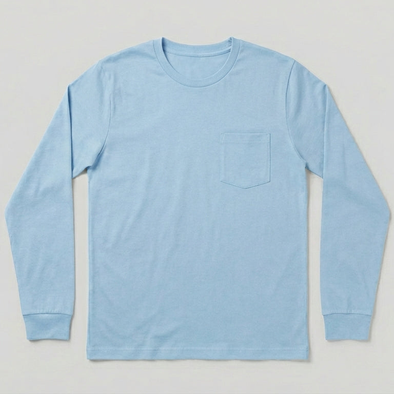 Image 1 of Light Blue Pocket Long Sleeve T-Shirt