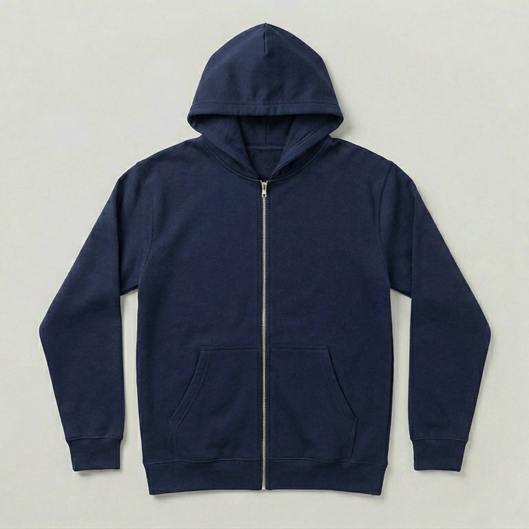Navy Blue Full-Zip Hoodie