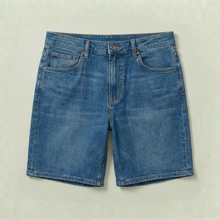 Image 1 of Medium-Wash Denim Shorts