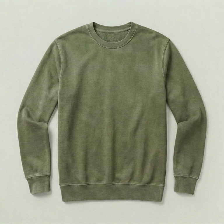 Image 1 of Faded Olive Garment-Dyed Sweatshirt